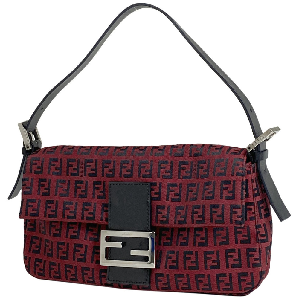 Fendi Mamma Bucket Handbag Zucchino Shoulder Bag Hobo Canvas Red